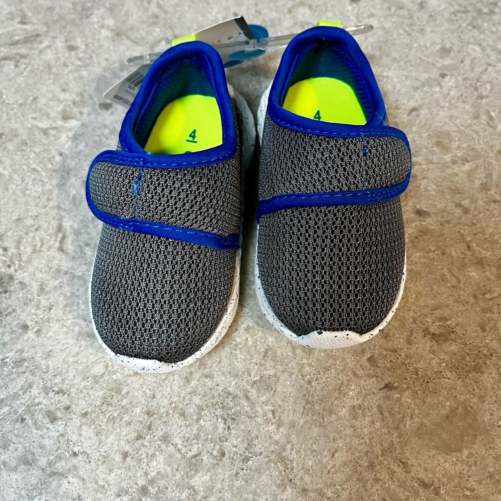Carter's Toddler Gray Mesh Slip-On Sneakers with Blue Trim